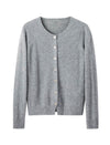 100% Wool Gray Round Neck Knit Cardigan