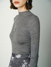 100% Wool Mock Neck Knit Top