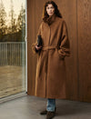 Wool-Alpaca Blend Stand Collar Belted Maxi Coat