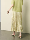 Flowy Textured Pleated Midi Skirt