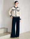 Contrast Trim Cropped Knit Jacket