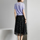 Black Mesh Floral Midi Skirt