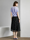 Black Mesh Floral Midi Skirt