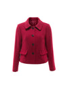 Wool Blend Textured Collared Button-Front Jacket
