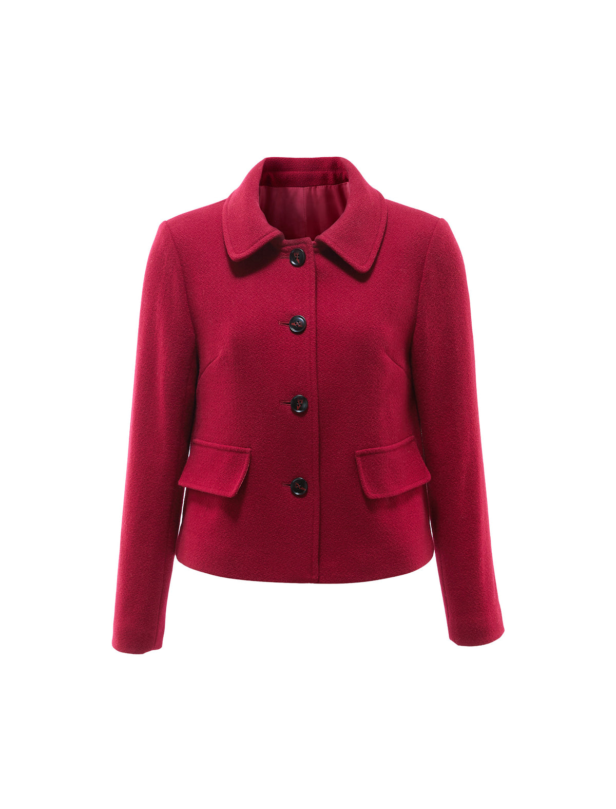 Wool Blend Textured Collared Button-Front Jacket