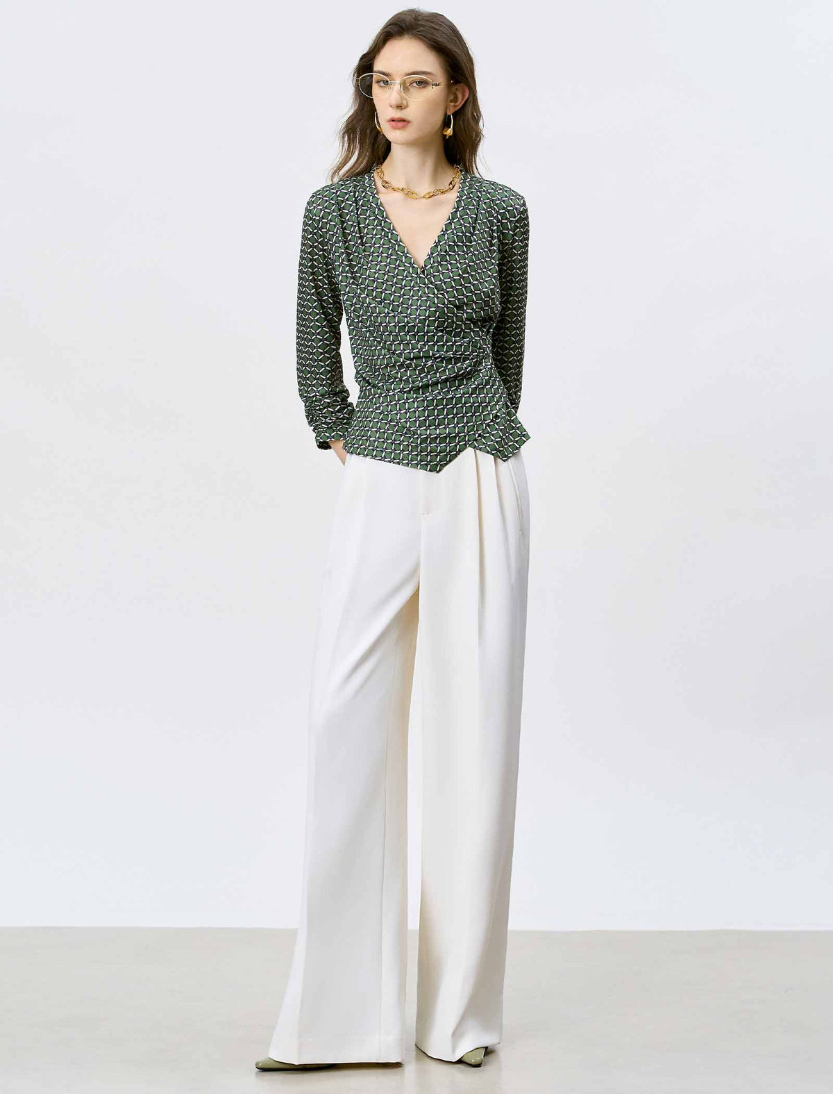 High Waisted Pleated Wide Leg Dress Pants