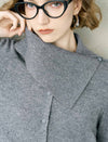 Asymmetric Collar 100% Wool Cardigan