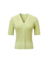 Light Green Pearl-Embellished Short Sleeve Cardigan