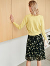 Vintage Chiffon Floral Pleated A-Line Skirt