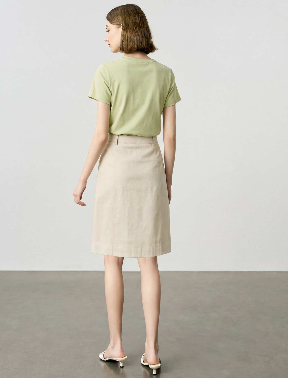 Lyocell Cotton Utility A-Line Skirt