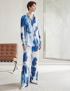 Blue And White Tie-Dye Silk Wide Leg Pants