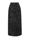 Sequined Back Slit Midi Skirt