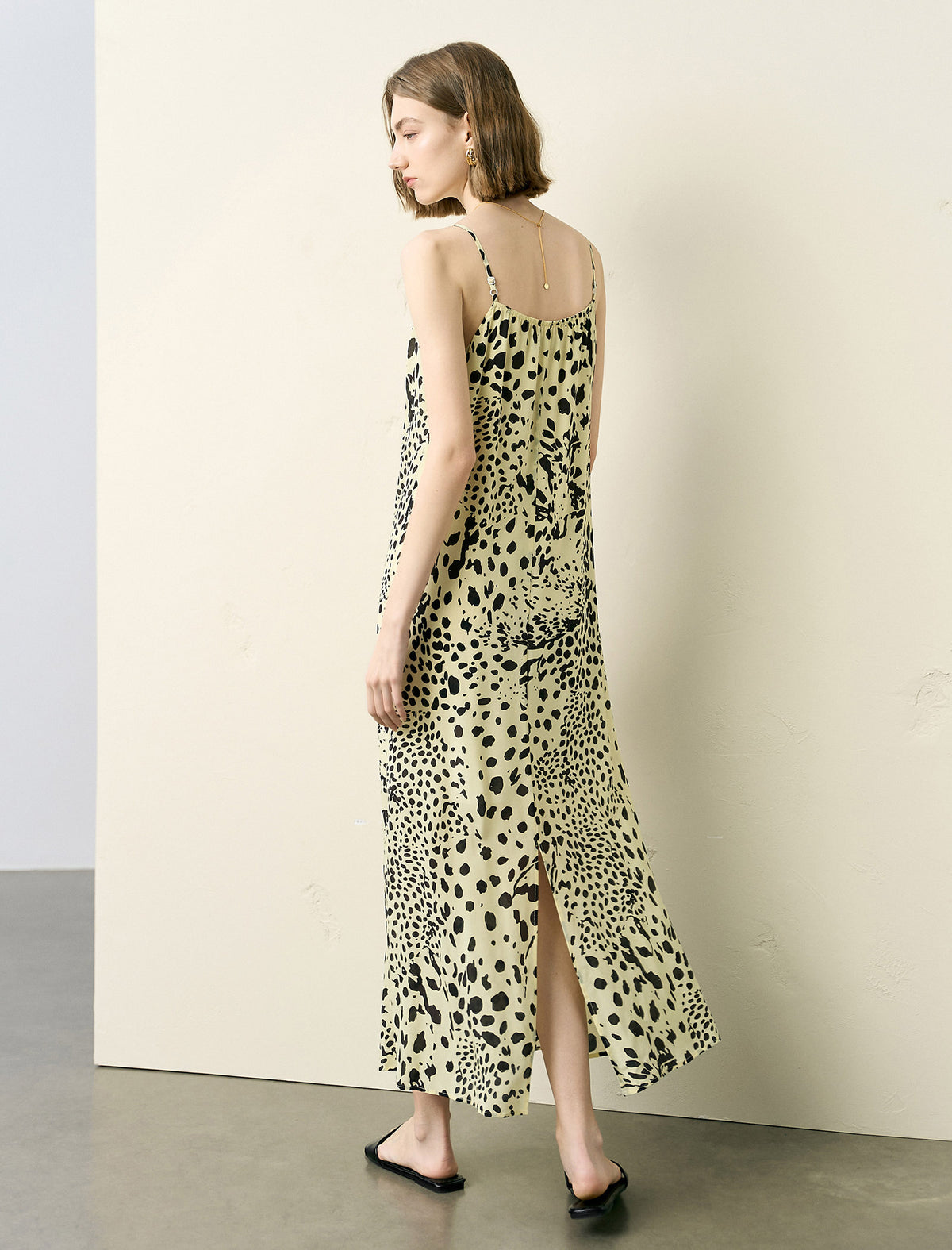 Leopard Print Slip Silk Maxi Dress