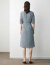 Short Sleeve V-Neck Printed Waist-Cinched Dress