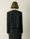 Black Tweed Wool-Blend Jacket