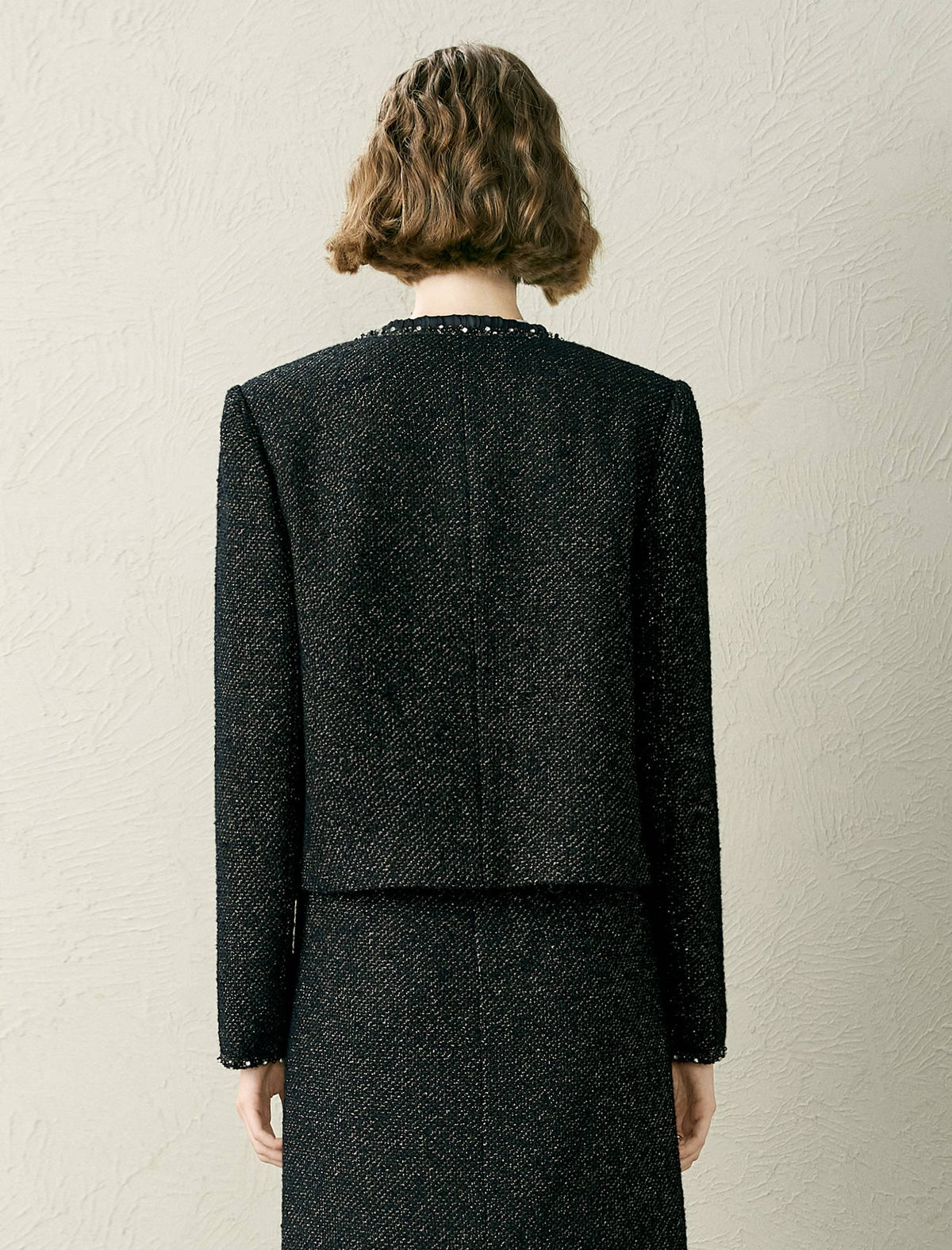 Black Tweed Wool-Blend Jacket