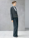 Wool Blend Shawl-Collar Double-Breasted Cropped Cardigan