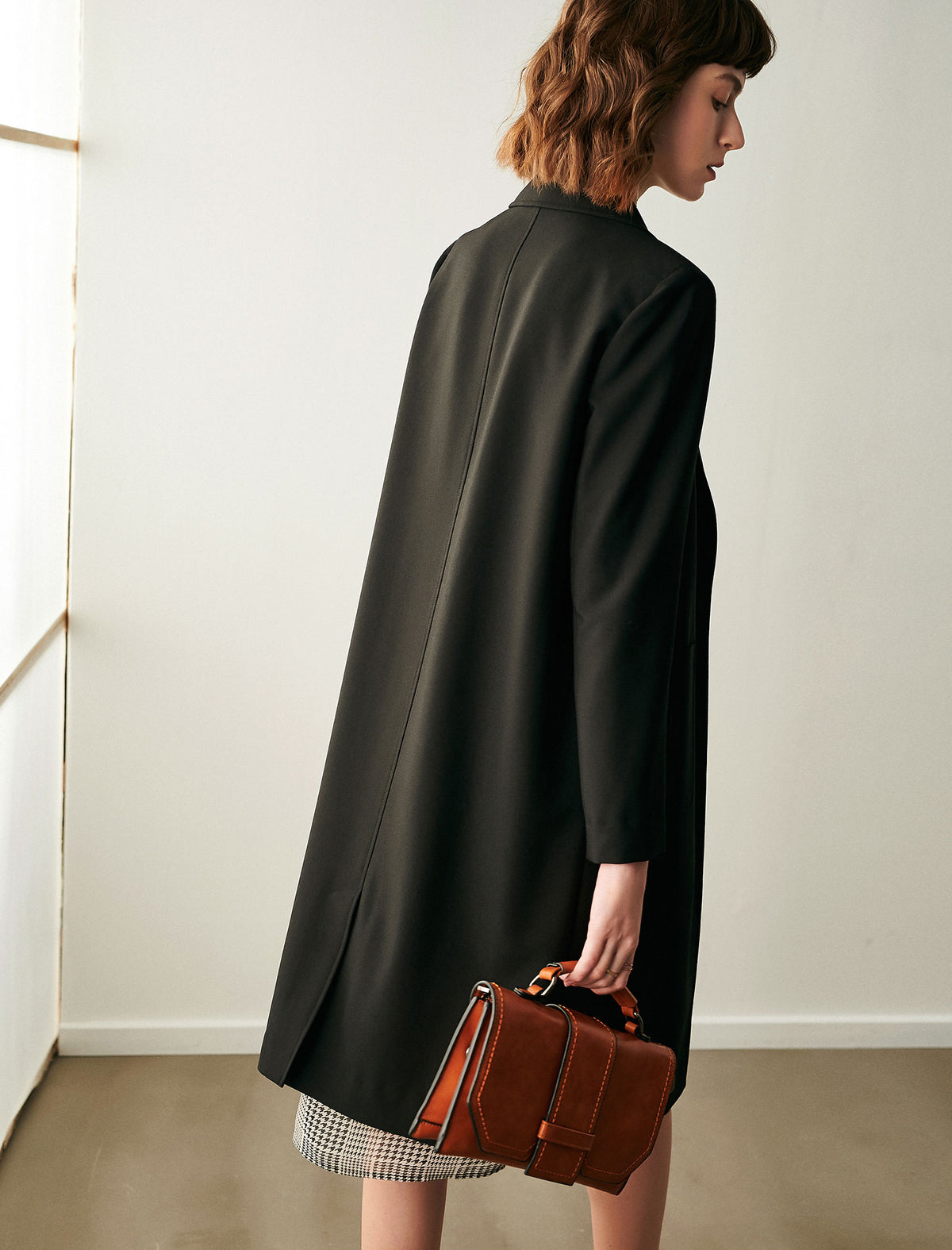 Black Longline Blazer Trench Coat