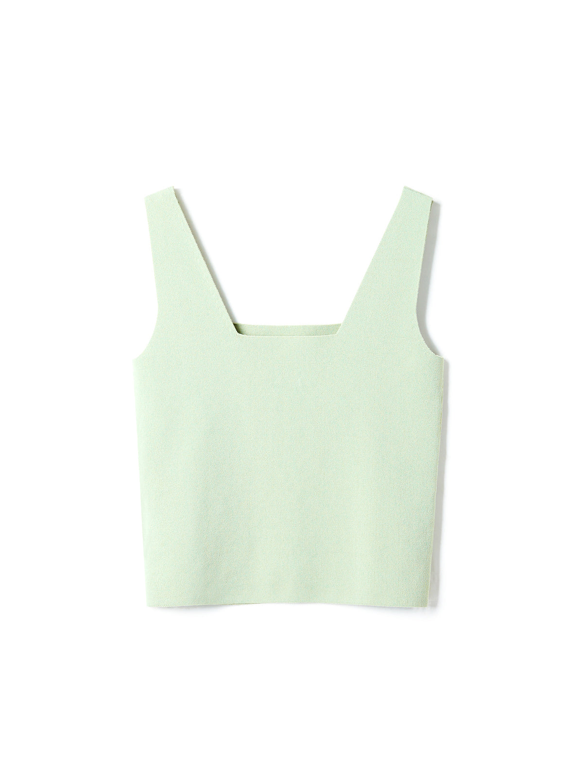 Solid Square Neck Wide Strap Knit Tank Top
