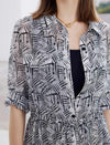 Tencel Abstract Print Drawstring Shirt