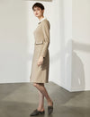 Colorblock Long Sleeve Pocket Fitted Dress