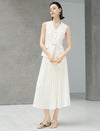 Pleated High-Waist Midi Skirt