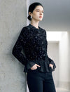 Embellished Peplum Long Sleeve Top