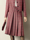 Plaid Jacket and Pleated Skirt Two-Piece Set