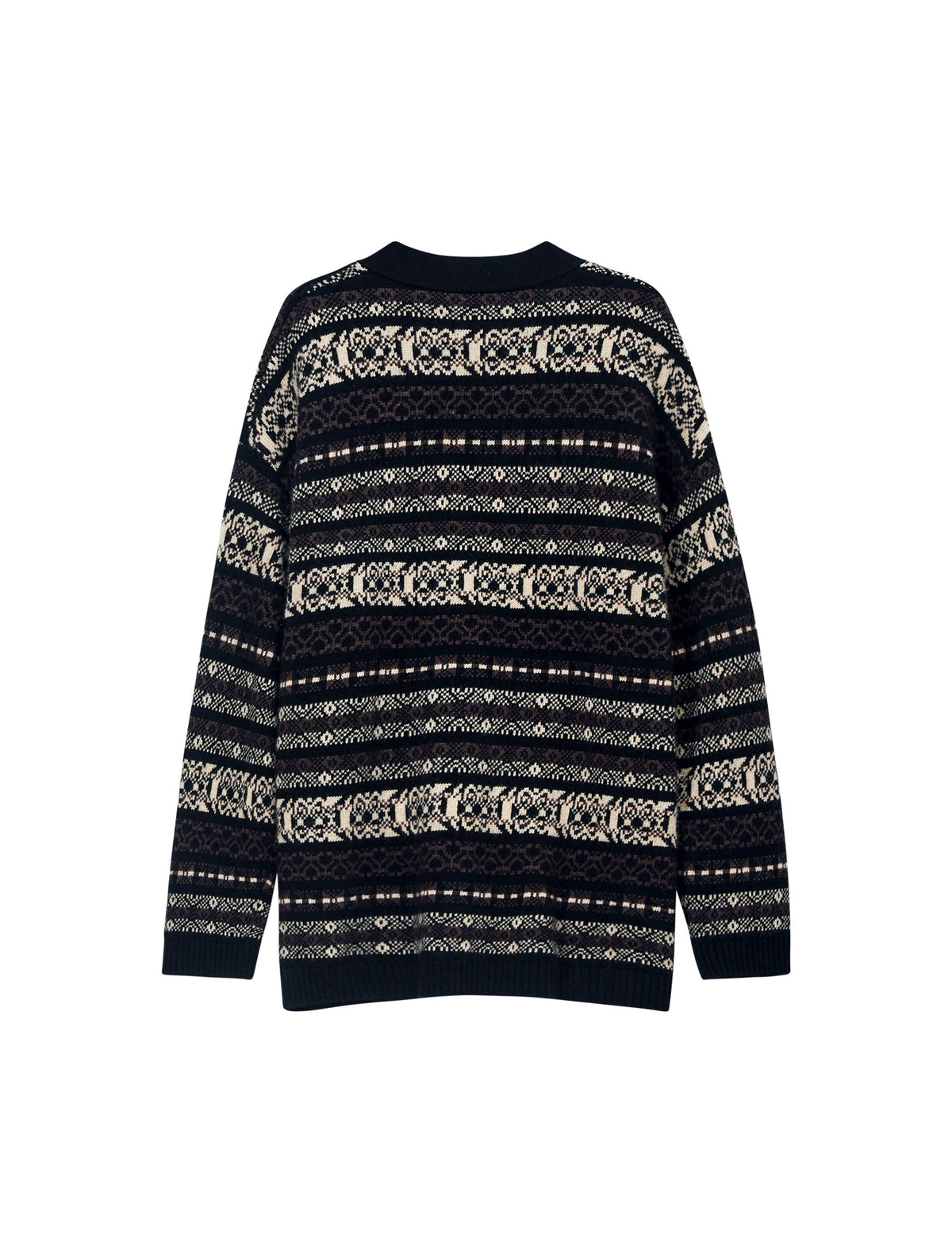 Wool Blend Fair Isle V-Neck Pocket Cardigan