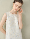 Sequin-Front Sleeveless Knee-Length Dress