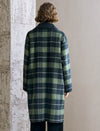 Reversible Plaid Wool-Blend Leather Trim Coat