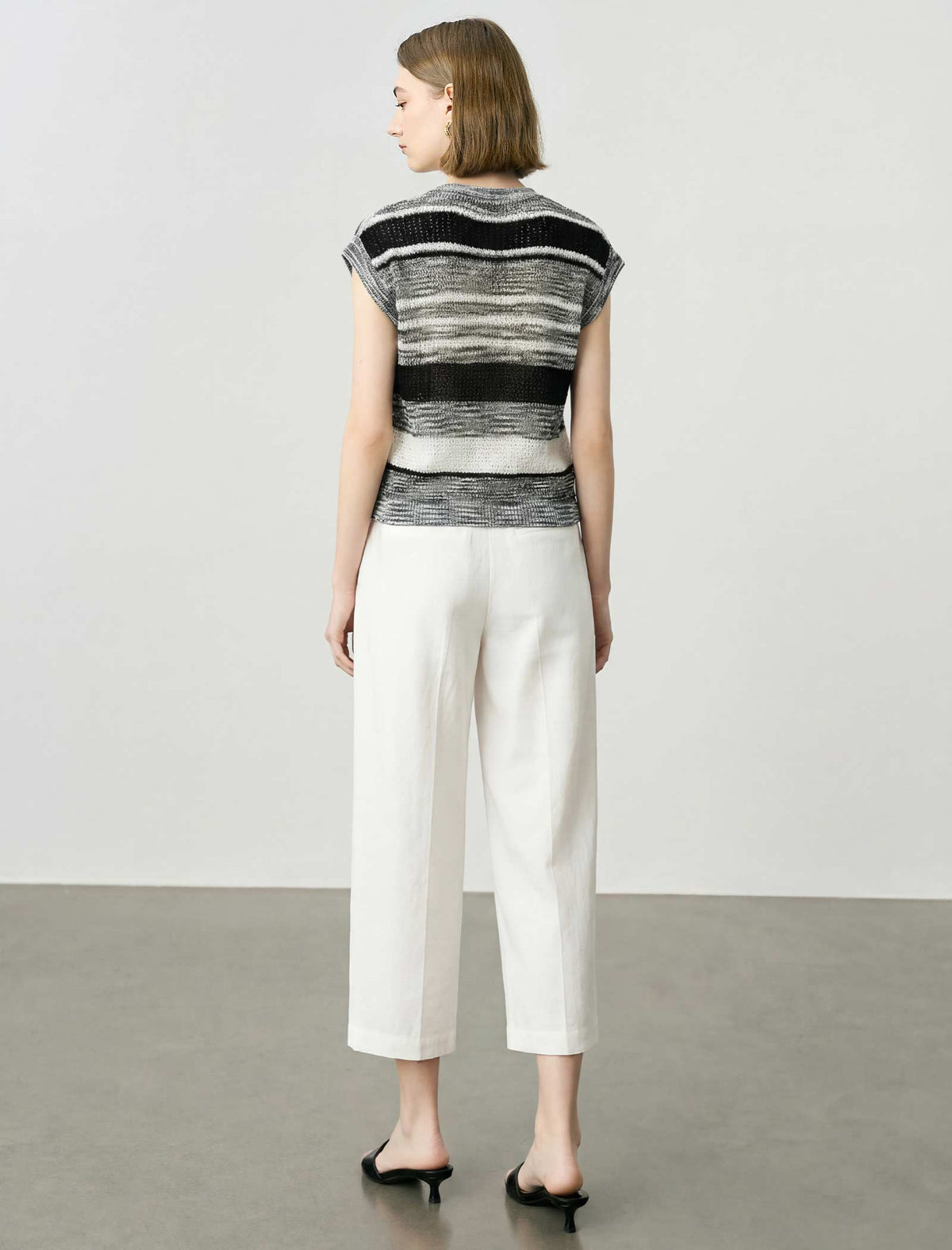 Sleeveless Striped Knit Top