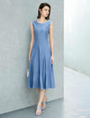 Solid Waist-Cinched A-Line Sleeveless Dress