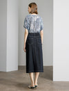 Denim Front Slit Midi Skirt