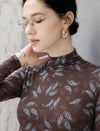 Paisley Print High Neck Long Sleeve Top
