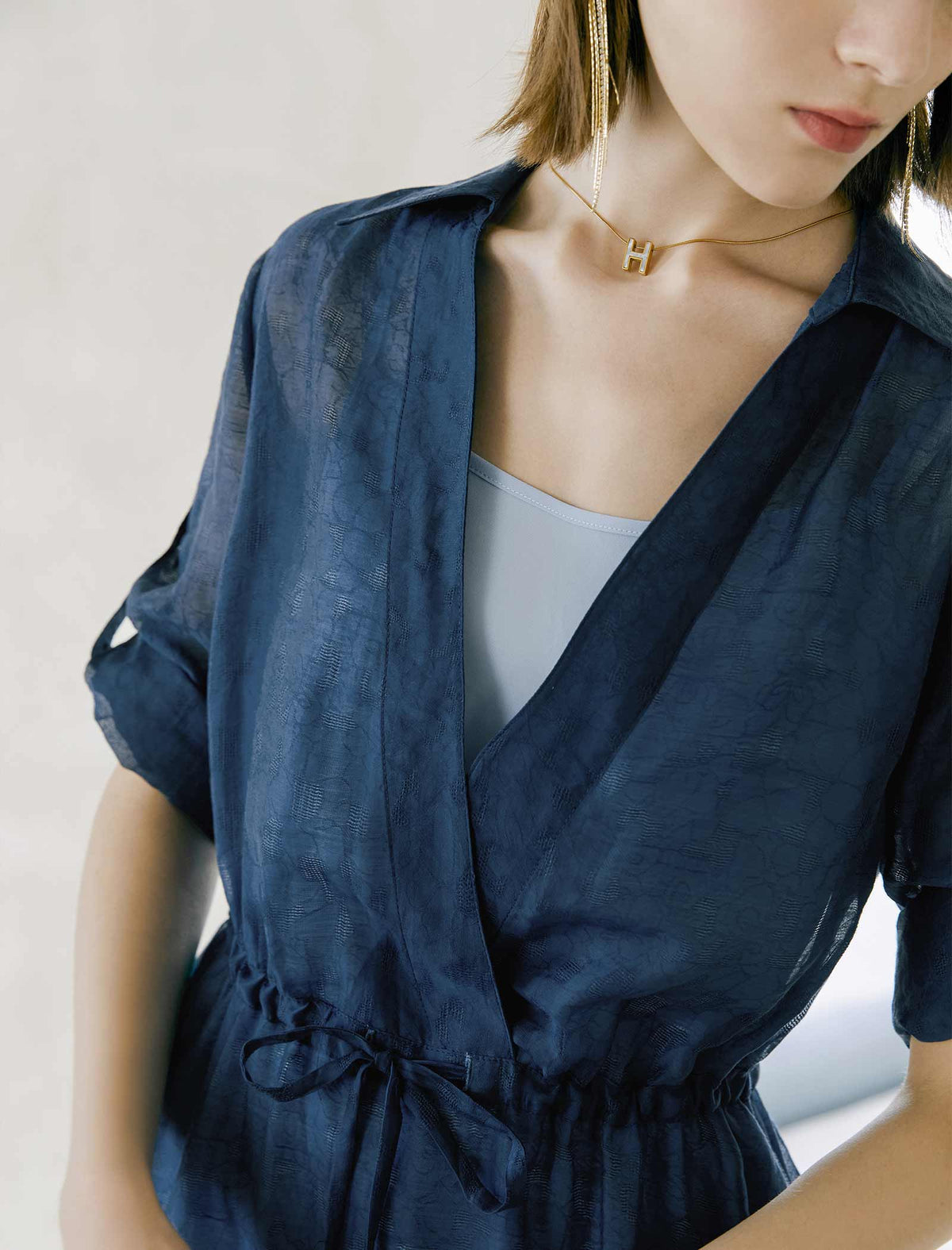 V-Neck Tencel Shirt Dress