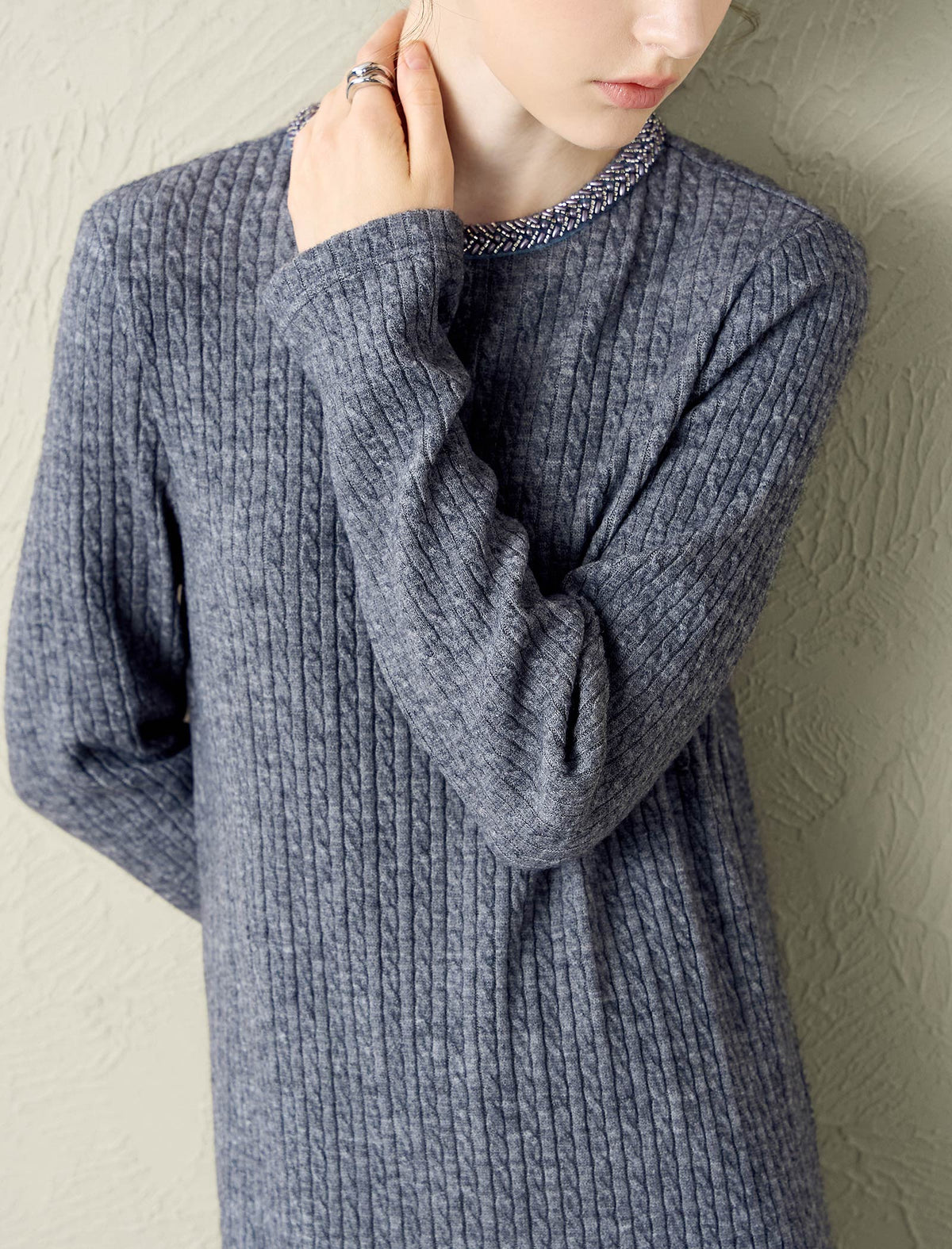 Beaded Cable Knit Dress