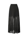 High-Waist Sheer Pleated Midi Skirt