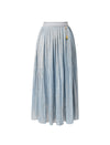 Solid Color Pleated Midi Skirt