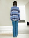 Wool Blend Gradient Stripe Open-Front Cardigan
