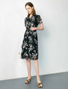 Chiffon Waist-Cinched Short Sleeve Dress