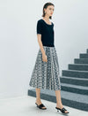 Geometric Print Pleated Midi Skirt