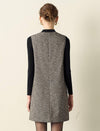 Tweed V-Neck Sleeveless Shift Dress