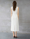 Hand-Embroidered Beaded Sleeveless Midi Sheath Dress