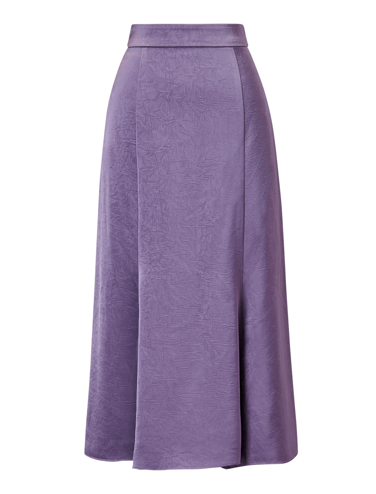 Purple Textured Satin Mermaid Midi Skirt