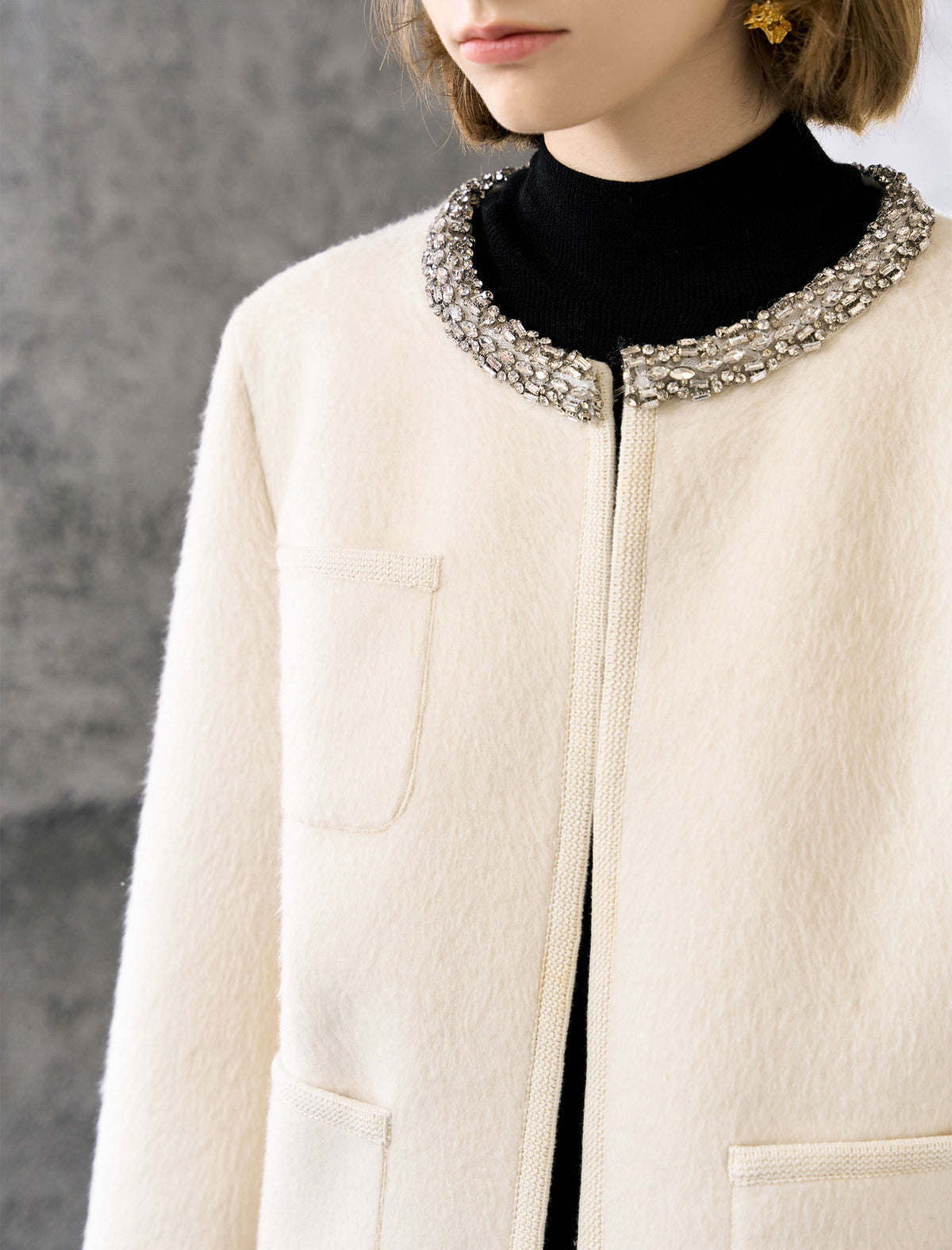 White Embellished Collar Jacket