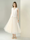 Clean Tailored Cream White V-Neck Button Front Vest
