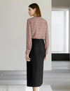 Geometric Print Tie Neck Blouse