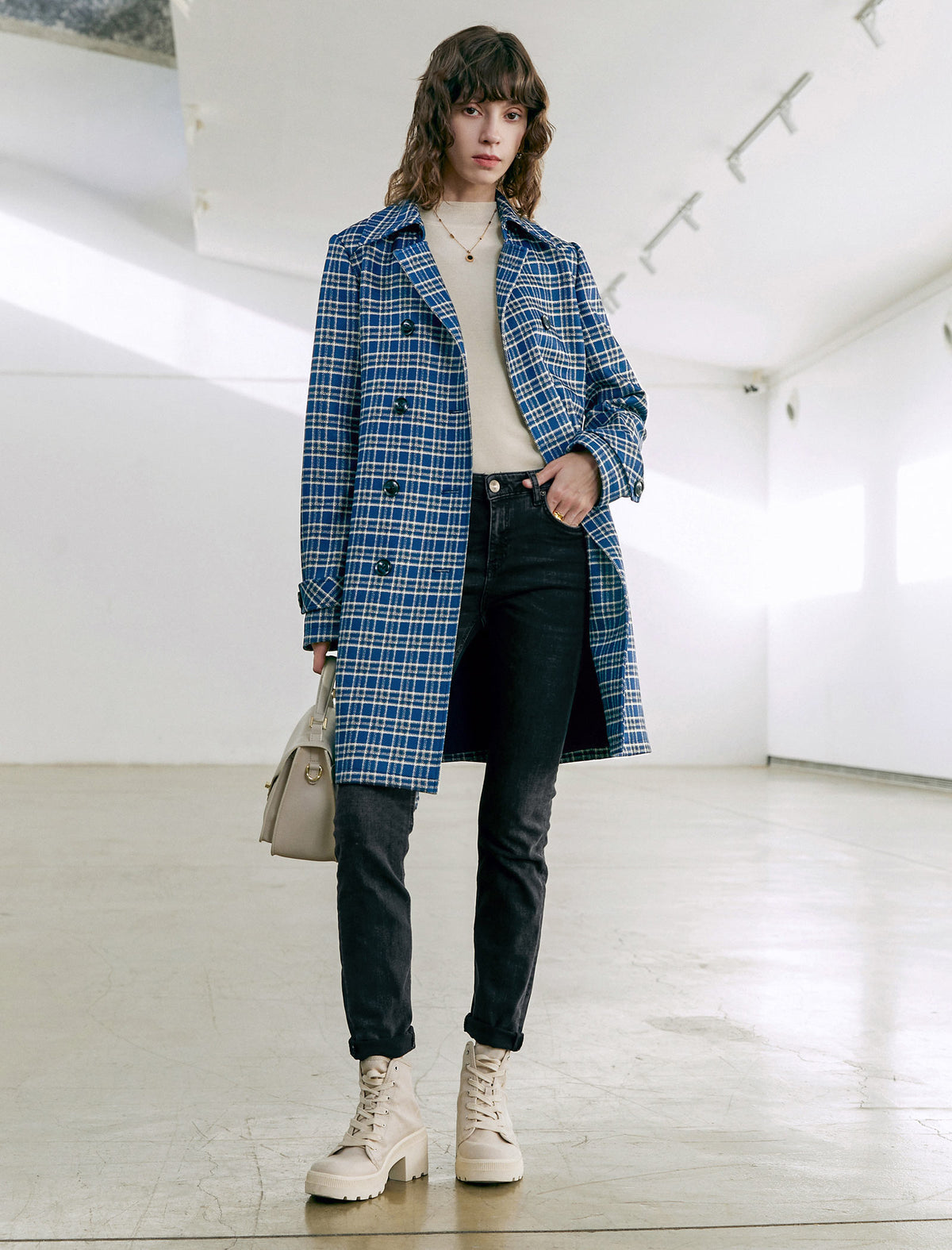 Collared Double-Breasted Belted Relaxed Trench Coat