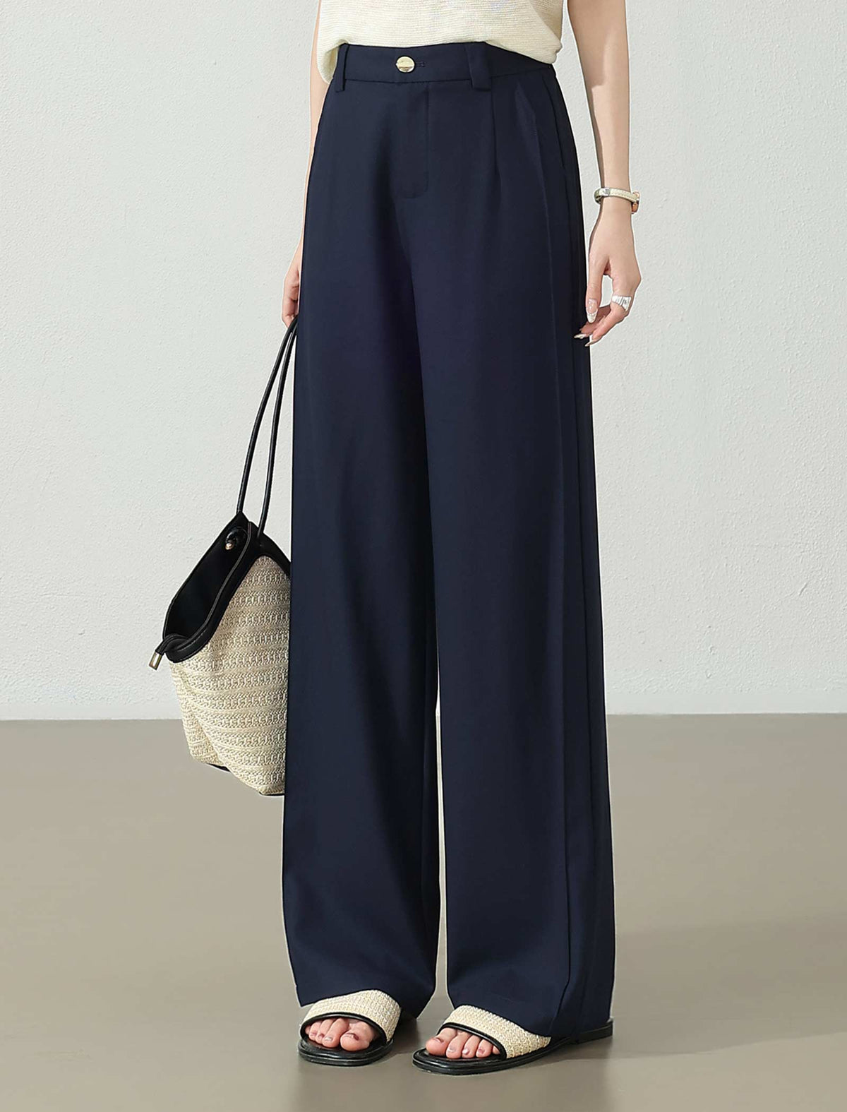 High Waisted Navy Wide Leg Pants